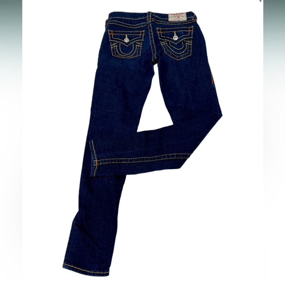 True Religion Sz 27 Super Skinny Blue Jeans 28”